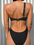 SC Single Shoulder Solid Color Bikinis 2 Piece Swimsuit CASF-6735
