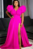 SC Plus Size Loose Mesh Big Swing Split Maxi Dress GRMF-RM0390
