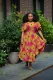 SC Double Ruffle Short Sleeve Printed Maxi Dress XHXF-457