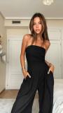 SC Sexy Wrap Chest Solid Color Jumpsuit OLYF-6183