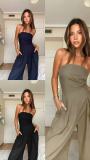 SC Sexy Wrap Chest Solid Color Jumpsuit OLYF-6183