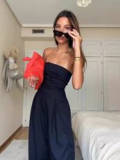 SC Sexy Wrap Chest Solid Color Jumpsuit OLYF-6183