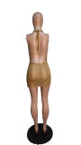 SC Knit Stacked Neck Backless Sequin Mini Dress QXTF-83039