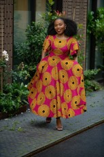 SC Double Ruffle Short Sleeve Printed Maxi Dress XHXF-457