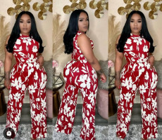 SC Sleeveless Print Two Piece Pants Suit GDNY-2001