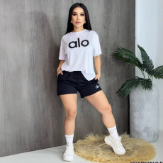 VIP1 Embroidered Round Neck Short Sleeve Shorts Set GYSF-5139