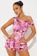 SC Fashion Print Sleeveless Two Piece Shorts Set GBGF-5083
