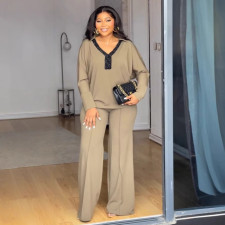SC Plus Size V-shaped Lapel Long-sleeve Slim Pants Suit NY-11032