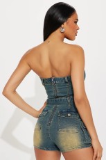SC Tube Tops One Shoulder Denim Romper LX-6051