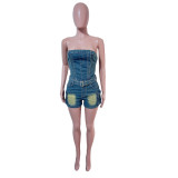 SC Tube Tops One Shoulder Denim Romper LX-6051