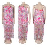 SC Plus Size See Through Mesh Patchwork Long Dress NY-11009