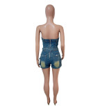 SC Tube Tops One Shoulder Denim Romper LX-6051