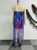 SC Plus Size See Through Mesh Patchwork Long Dress NY-11009