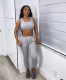 SC Solid Color Sport Tank Tops Two Piece Pants Set LSL-6494