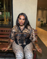 SC V Neck Lace Leopard Patchwork Loose T Shirt YWXS-XS-XSL44914