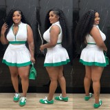 SC Sleeveless Zipper Tops Skirt Two Piece Set CYA-901804