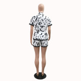 SC Print Casual Short Sleeve Two Piece Short Set CYA-901762