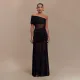 SC Slash Neck Mesh Patchwork Maxi Dress GAXB-D121DS