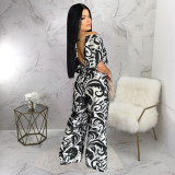 SC Print Off Shoulder Bat Sleeve Jumpsuit YF-20172