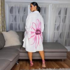 SC Fashion Print Lapel Shirt Dress CYA-901788