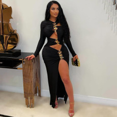 SC Sexy Hollow Out Split Maxi Dress CYA-901713