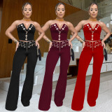SC Sexy Wrap Chest Metal Button Trouser Set BY-7327