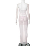 SC Plunge Bow Slightly Sheer Fishtail Dress GDSF-Q25DS083