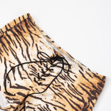SC Tiger Print Tie-Up Skinny Shorts GDSF-D25PT099