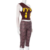 SC Slash Shoulder Print Two Piece Pants Set GDSF-J25ST006