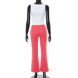 SC Letter Print Sleeveless Skinny Tops Pants Suit GDSF-Q25ST109