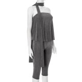 SC Solid Color Off Shoulder Skinny Jumpsuit GDSF-Q25JP135
