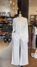 SC Solid Color Long Sleeve Shirt Wide leg Pants Suit GCNE-9236