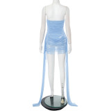 SC Mesh Tube Tops Pleated Bodycon Dress GDSF-D25DS136