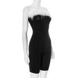 SC Color Block Hair Collar Wrap Skinny Romper GDSF-D25RP067