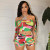 SC Colorful Print One Shoulder Tie Up Short Suit GDSF-D25ST096
