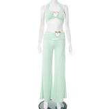 SC Love Metal Button Top Wide Leg Pants 2 Piece Set GDSF-J25ST051