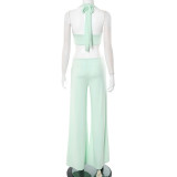 SC Love Metal Button Top Wide Leg Pants 2 Piece Set GDSF-J25ST051