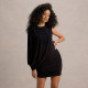 SC Solid Color Single Shoulder Long Sleeve Midi Dress GDSF-D25DS095