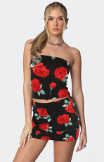 SC Sexy Print Wrap Chest Top Skirt 2 Piece Set GXYF-0469