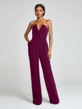 SC Solid Color Wrap Chest Slim Jumpsuit(With Belt) OD-8742