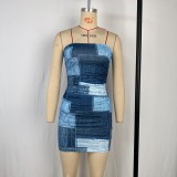 SC Sexy Print Off Shoulder Tube Tops Dress GPBY-DR957