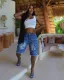 SC Loose Casual Big Pockets Tassel Denim Shorts QXTF-8505