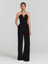 SC Solid Color Wrap Chest Slim Jumpsuit(With Belt) OD-8742
