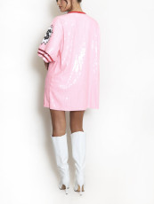 SC Loose Sequin Half Sleeve Casual Dress SFY-706