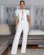 SC Bow Tie Short Sleeve Casual Wide Leg Jumpsuit OSM-4478