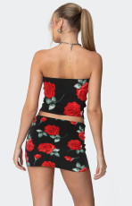 SC Sexy Print Wrap Chest Top Skirt 2 Piece Set GXYF-0469