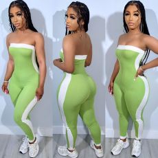 SC Contrast Color Wrap Chest Sport Skinny Jumpsuit  GDIM-2518