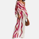 SC Plus Size Loose Bat Sleeve Top Wide Leg Pants Set GMAN-24130