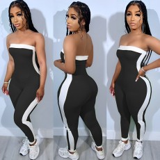 SC Contrast Color Wrap Chest Sport Skinny Jumpsuit  GDIM-2518
