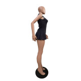 SC Solid Color Sleeveless Zipper Romper TR-1330